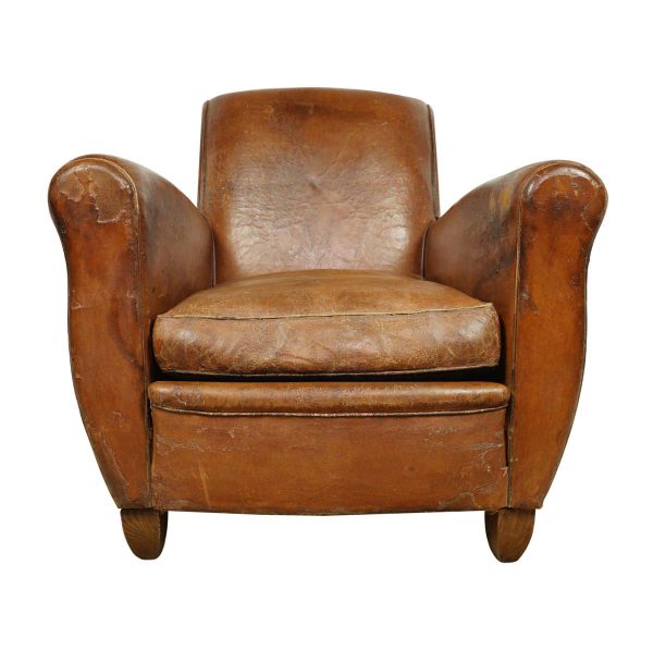 Living Room - Vintage European Brown Leather & Wood Club Chair