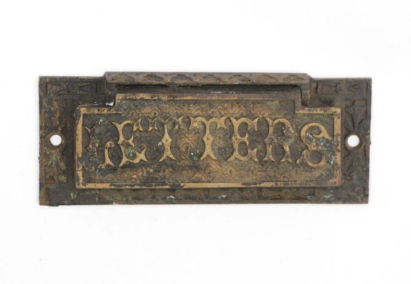 Mail Hardware - 1880's Antique Cast Bronze Letters Door Mail Slot