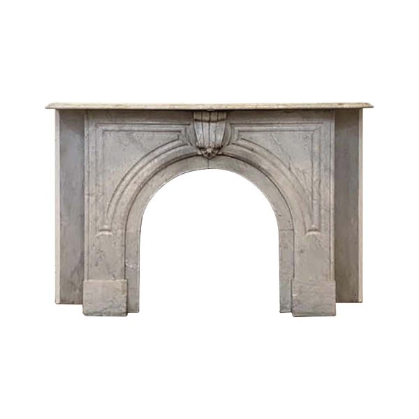 Marble Mantel - Reclaimed Arched Light Gray Marble Mantel