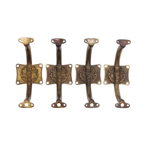 Nautical Antiques - Set of 4 Nautical Theme Poseidon Brass Brackets
