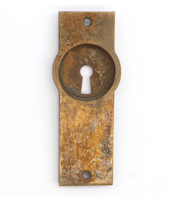 Pocket Door Hardware - Antique Classic 5.25 in. Brass Keyhole Pocket Door Plate