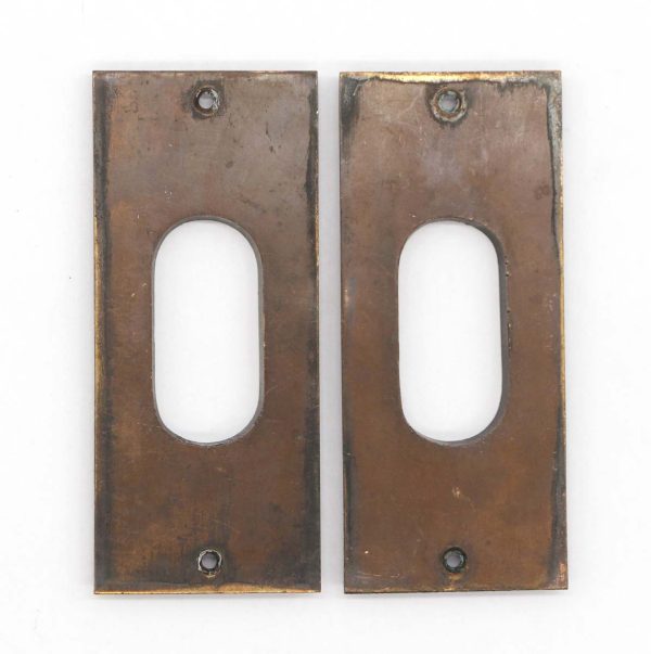 Pocket Door Hardware - Pair of Classic 4.75 in. Brass Pocket Door Pull Front Plates