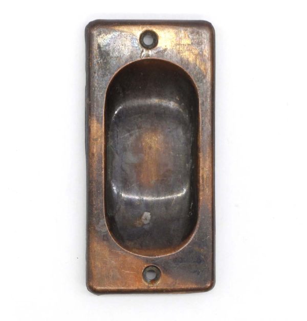 Pocket Door Hardware - Vintage Classic 4.25 in. Brass Japanned Pocket Door Plate