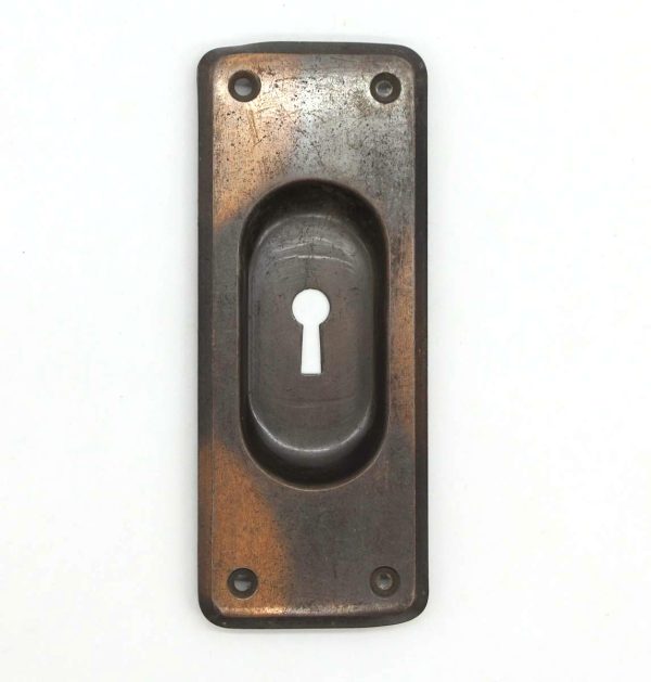 Pocket Door Hardware - Vintage Classic 6 in. Steel Keyhole Japanned Pocket Door Plate