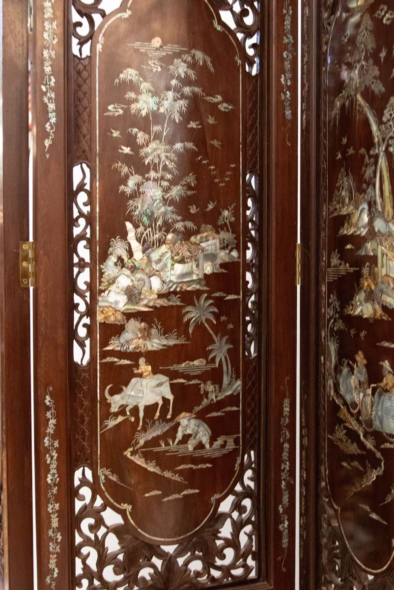 Wooden Chinese 4 Panel Screen Divider