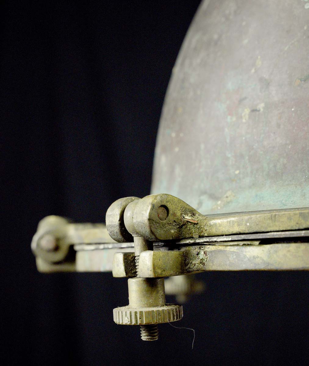 Antique Patina Brass & Glass Spotlight Nautical Ship Light