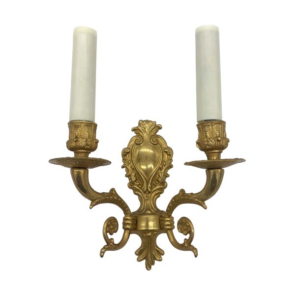 Sconces & Wall Lighting - Antique French Gold Gilded Bronze 2 Arm Wall Sconce