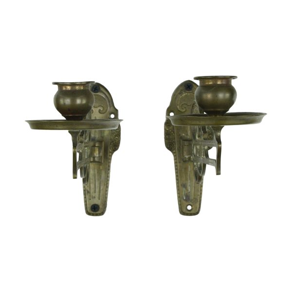 Sconces & Wall Lighting - Pair of Antique Art Nouveau Candle Holder Piano Sconces