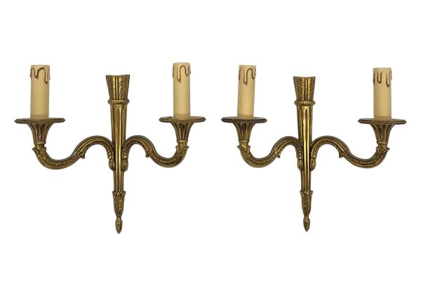 Sconces & Wall Lighting - Pair of French Gilded Bronze Quiver of Arrows 2 Arm Wall Sconces