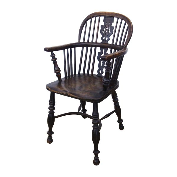 Seating - Antique English Windsor Wooden Arm Chair