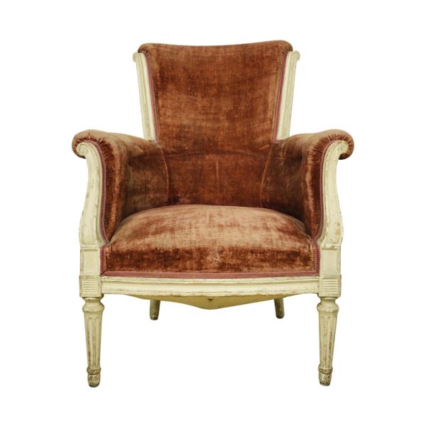 Seating - Antique European Velvet & Wood Frame Armchair