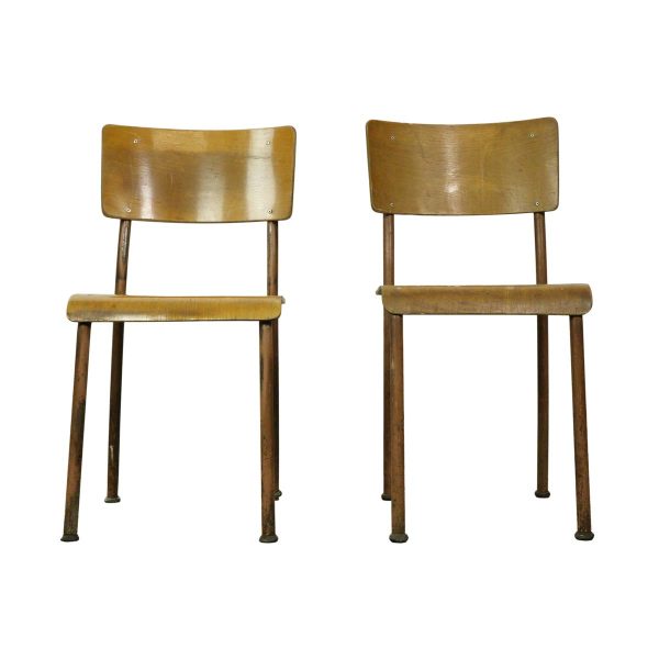 Seating - Pair of European Bent Wood & Steel Frame Mid Century Chairs