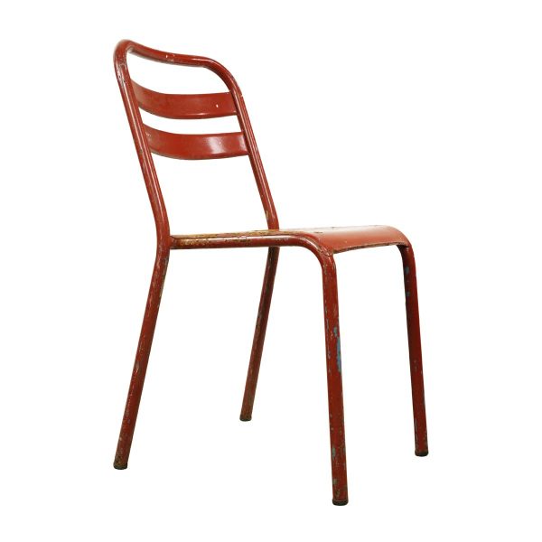 Seating - Vintage European Dark Red Painted Steel Tolix Chair