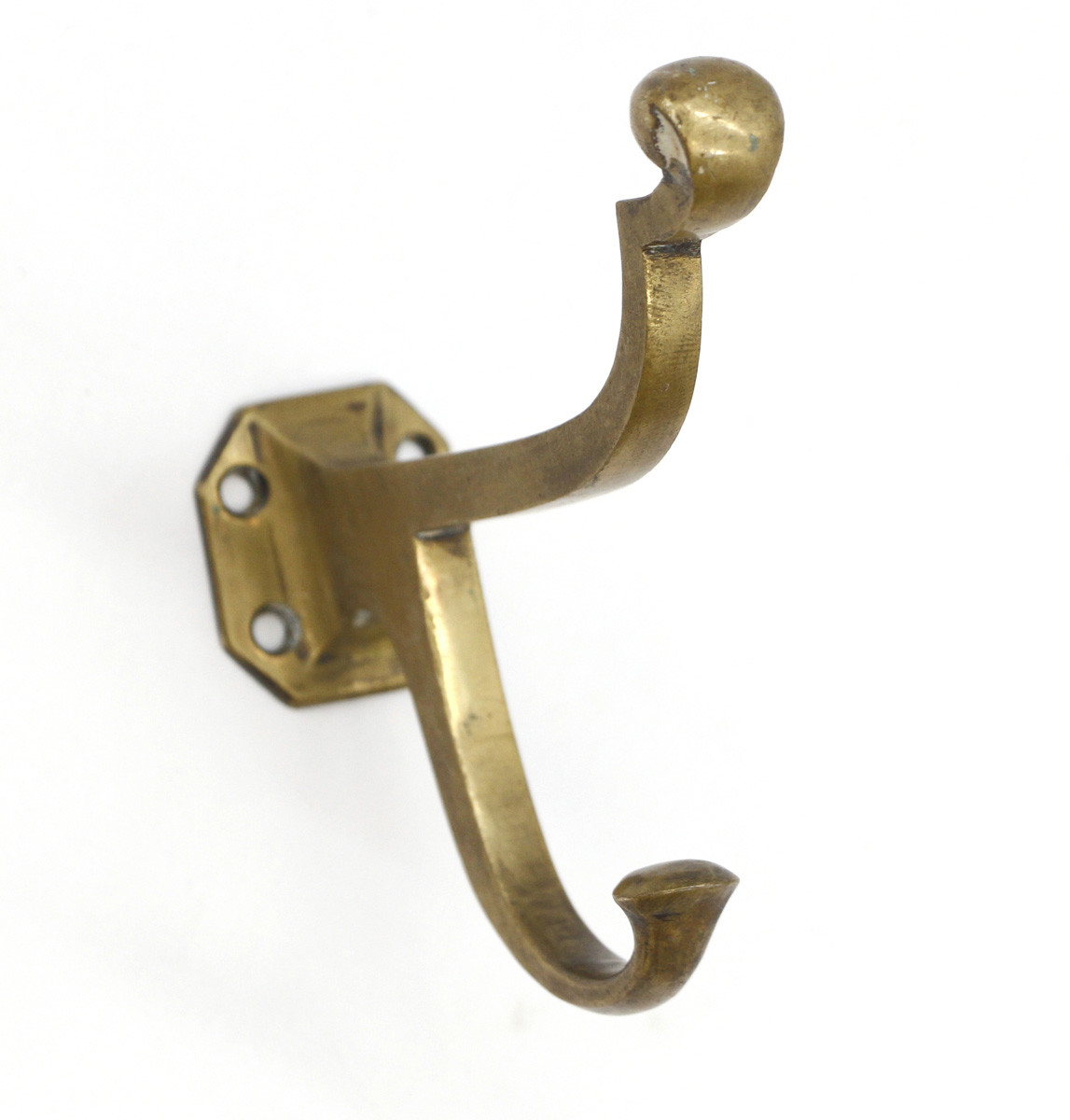 Vintage European Double Arm Brass Wall Hook