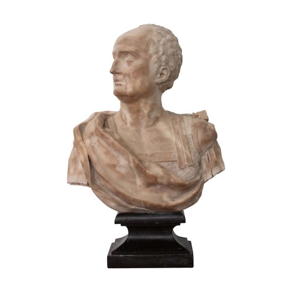 Statues & Sculptures - 1860s Tan Marble Bust of Cicero