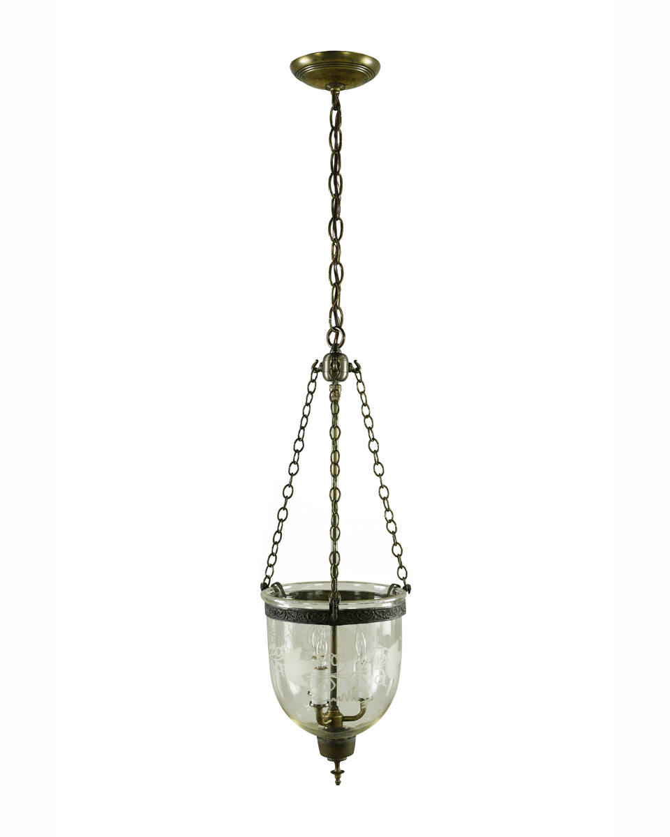 Etched Glass Bell Jar Pendant Light
