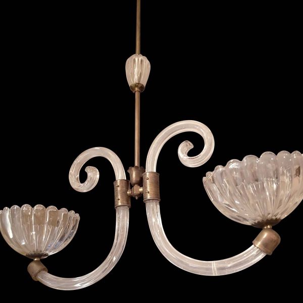 Up Lights - Vintage Murano 2 Arm Crystal Pendant Light with Up Curls