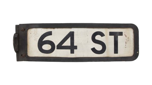 Vintage Signs - Vintage Steel Street Sign Cast Iron Frame 64 ST