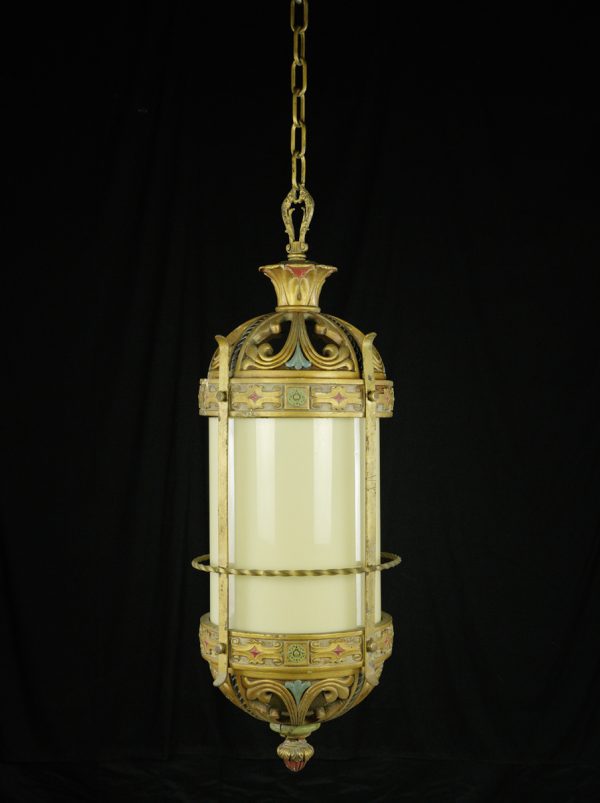 Wall & Ceiling Lanterns - Ornate Gothic Brass & Glass Hanging Lantern Light