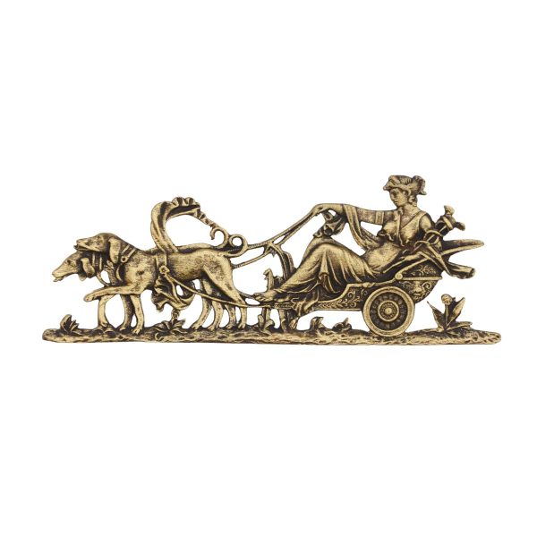 Applique - Vintage Greek Dog Chariot Brass Figural Applique