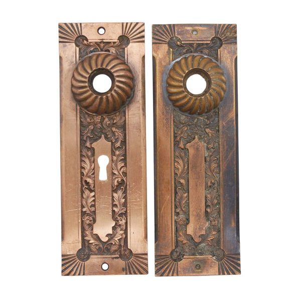 Back Plates - Pair of Antique 7.25 in. Corbin Bronze Fanciful Beast Door Back Plates