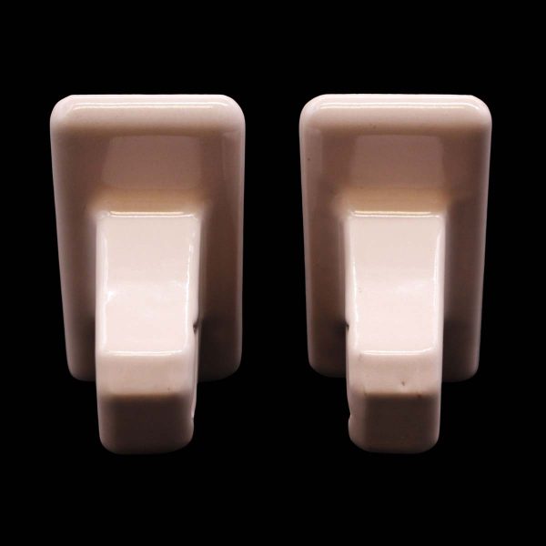 Bathroom - Pair of Vintage Pink Ceramic Squared Towel Bar Brackets