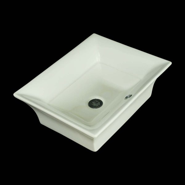 Bathroom - Salvaged White Rectangle Porcelain Pedestal Counter Top Sink