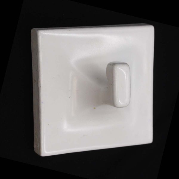 Bathroom - Vintage 4.25 in. Square Recessed White Ceramic Bathroom Hook