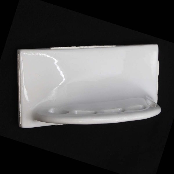 Bathroom - Vintage White Ceramic Wall Surface Mount 5 Toothbrush Holder