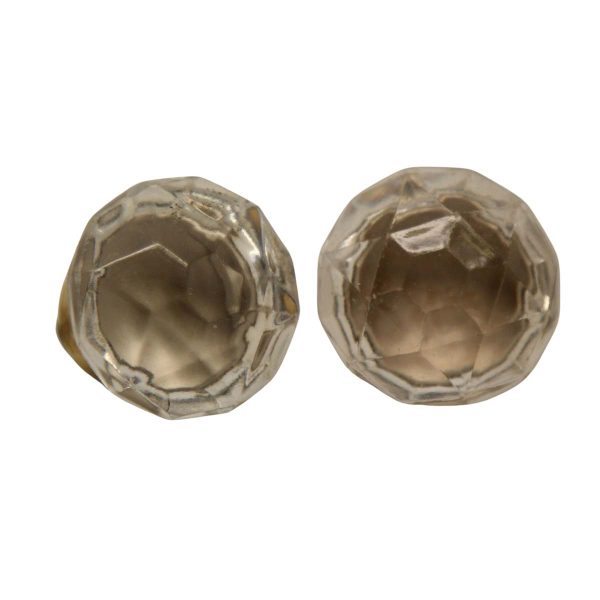 Cabinet & Furniture Knobs - Pair of Ball Faceted 1.5 in. Clear Glass Drawer Cabinet Knobs