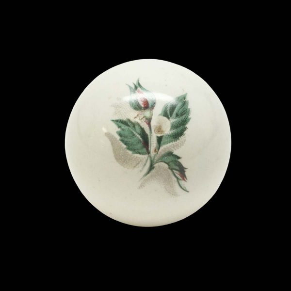 Cabinet & Furniture Knobs - Vintage Rose 1.125 in. White Ball Shaped Drawer Cabinet Knob