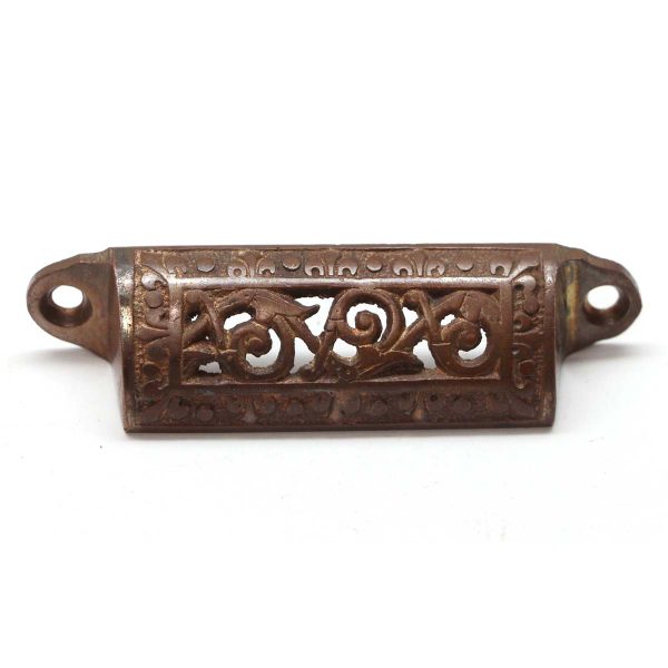 Cabinet & Furniture Pulls - Antique 3.25 in. Victorian Cut Out Bronze Drawer Bin Pull