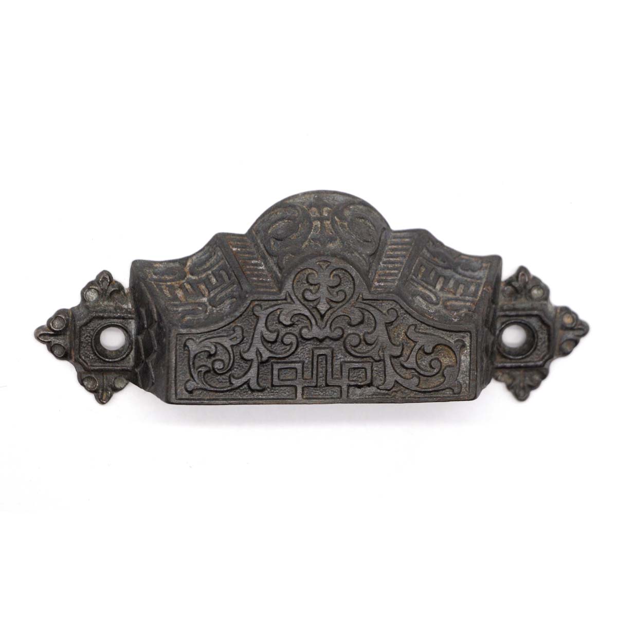 Antique 4.75 in. Black Cast Iron Victorian Bin Pull | Olde Good Things