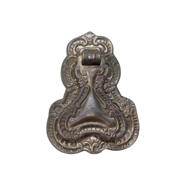 Cabinet & Furniture Pulls - Antique Art Nouveau Brass Plated Cast Iron Drop Pull