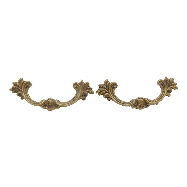 Cabinet & Furniture Pulls - Pair of Antique 3.75 in. French Brass Bridge Drawer Pulls