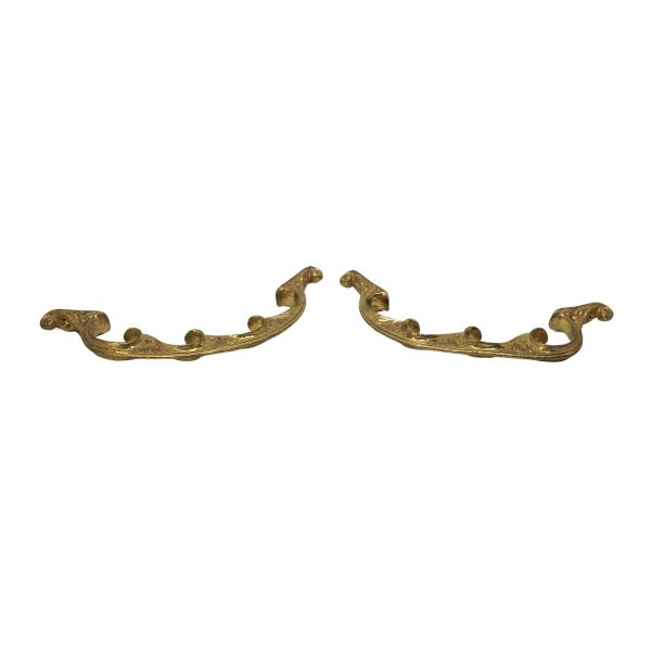 Cabinet & Furniture Pulls - Pair of Vintage 8 in. Gilded French Drawer Bridge Pulls
