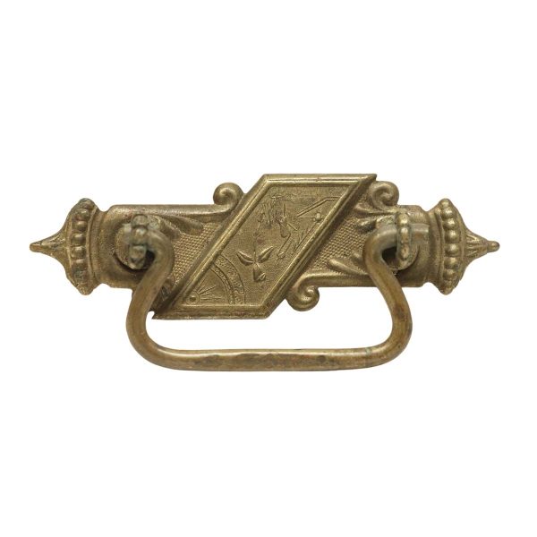 Cabinet & Furniture Pulls - Victorian 4.125 in. Beaded Pressed Brass Bail Drawer Pull