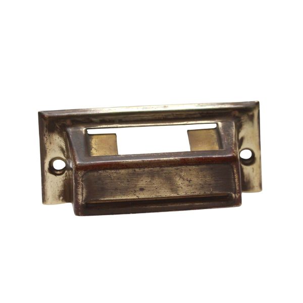 Cabinet & Furniture Pulls - Vintage 3.5 in. Classic Brass Bin Pull with Label Slot