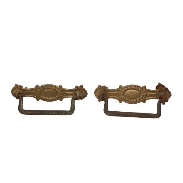 Cabinet & Furniture Pulls - Vintage Victorian 4 in. Pressed Beaded Brass Drawer Bail Pulls