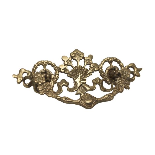 Cabinet & Furniture Pulls - Vintage Victorian 5.75 in. Gilded Brass Ornate Bail Drawer Pull