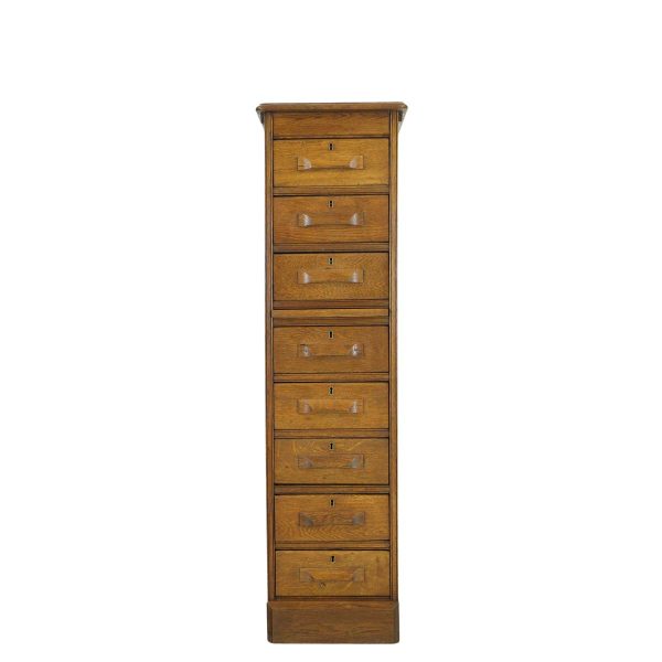 Cabinets - Antique Oak 8 Drawer Office File Cabinet with Pull Out Top