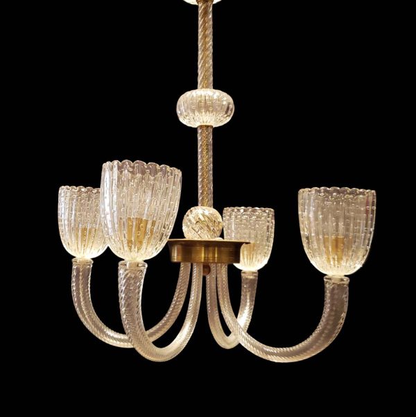 Chandeliers - Vintage Clear Control Bubble Murano 4 Arm Crystal Chandelier