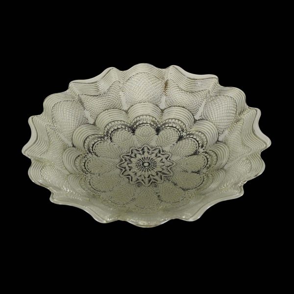 Decorative Glass - Hand Blown Glass Clear White 15.5 in. Ornate Bowl