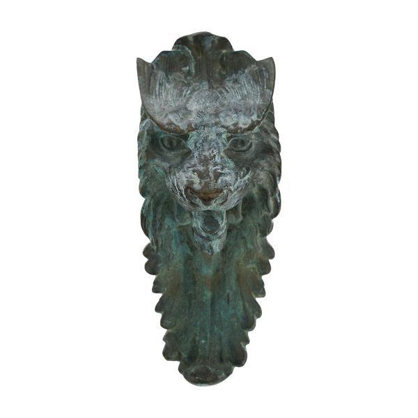 Decorative Metal - Elongated Patina Bronze Lion Head Wall Decor