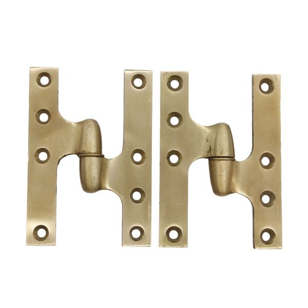 Door Hinges - Pair of Vintage 5 x 3.5 Rixson Brass Right Olive Door Hinges