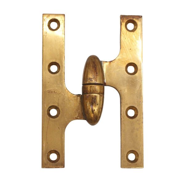 Door Hinges - Stanley Left Polished Brass 5 x 3.25 Olive Door Hinge