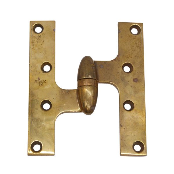 Door Hinges - Vintage 6 x 5 Stanley Brass Left Olive Door Hinge