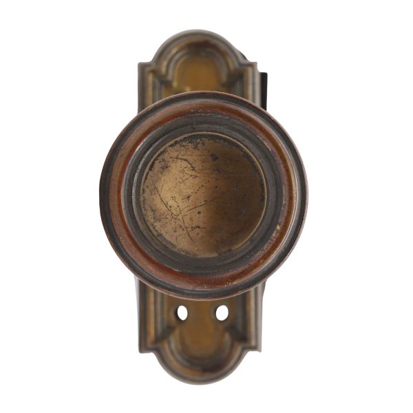 Door Knob Sets - Art Deco Concentric Brass Passage Door Knob Set