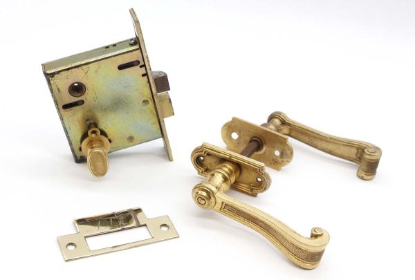 Door Knob Sets - Baldwin Gilded Brass Levers and Privacy Mortise Set