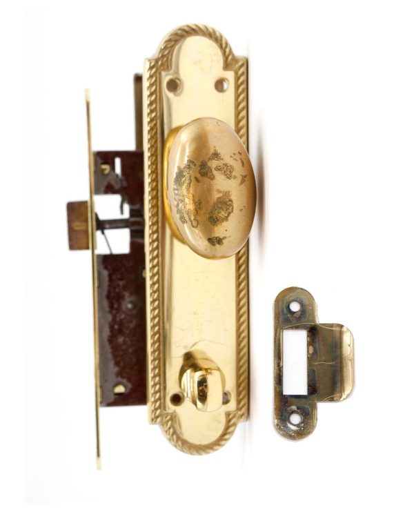 Door Knob Sets - Traditional Oval Brass Door Knob & Privacy Lock Door Set